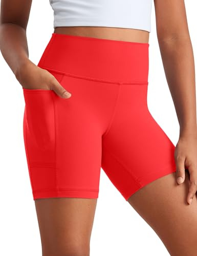 CRZ YOGA Niñas Shorts de Ciclism Bolsillos Rojo Profundo L