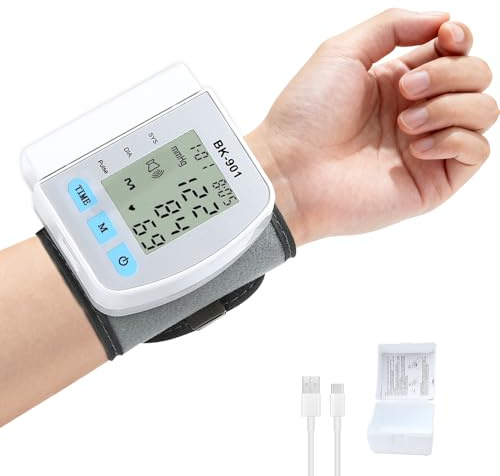 Wrist Blood Pressure Monitor, Adjustable Blood Pressure Machine - Accurate & Voice English Broadcast for Home Use, Portable LCD Monitor Wrist Bp Monitor for Seniors & Family Health Tracking