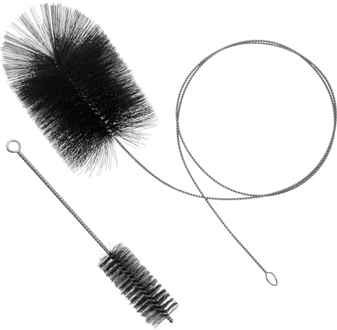 euluoziqing 2 Stück Ofenrohrbürste Set, Kaminbesen mit Teleskopstange, Schornsteinfeger Bürste aus Stahldraht, 200cm Kaminbürste zur Reinigung von Schornstein Kamin Ofenrohr (Schwarz)