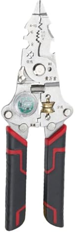 Pince d'électricien pliable avec pince à dénuder (1,5-10 mm), matrices de sertissage, clé hexagonale, rainures d'enroulement de câble et décapsuleur - non isolée