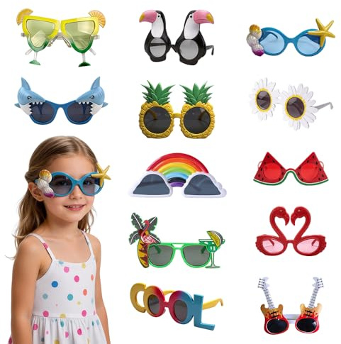 Partybrillen, Party Brillen Lustig, 12 Paar Lustige Sonnenbrille, Party Sonnenbrille für den Freizeitgebrauch, Hawaii Brille Party Accessoires, Neuheit Partybrillen für Kinder, Teenager und Erwachsene