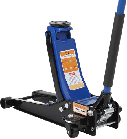 3 Ton Low Profile Floor Jack, Steel Racing Floor Jack,Heavy Duty Hydraulic Car Jack with Dual Piston Pump,3-19.5 Lift Range Professional Steel Racing Jack
