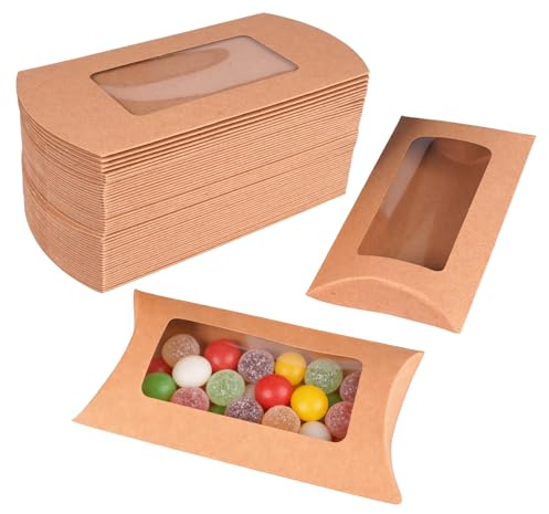 50 Piezas Cajitas Regalo Pequeñas, Cajas de Regalo Kraft con Forma de