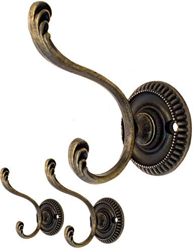 Fuxxer 2x Antike Garderoben-Haken, Eisen-Haken, Bronze Design, 75x50mm, 2er Set