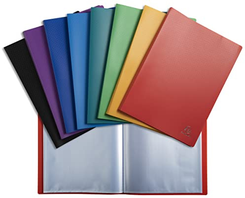 Exacompta - Ref. 8590E OPAK - 1 funda protectora para documentos (90 fundas granuladas, antirreflectante, 180 vistas, tamaño A4, 24 x 32 cm, cubierta de polipro suave, 8 colores aleatorios