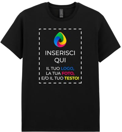 Teetaly Maglietta Personalizzata con Foto o Scritta - T-Shirt Uomo in Cotone Organico, Idea Regalo (Nero, XL)
