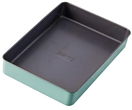The Great British Bake Off Brownie Tin, for Flapjacks, Brownies & Other Tray Bakes, Non-Stick Sheet for Oven, Official GBBO Logo, Non Stick Carbon Steel, Duck Egg Blue, 30 x 20 x 5cm