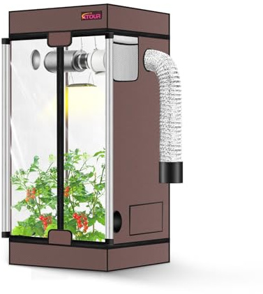 ATOUR 2x2 Grow Tent, 24x24x48''High Reflective Mylar 1680D Hydroponic Grow Tents, Waterproof Grow Tent with Double Cleart Observation Door and Floor Tray, for Indoor Plant Growing