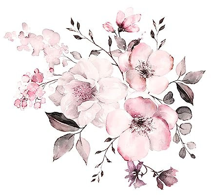 Colexy Adesivi Murali Fiori Peonia, Adesivi Murali Fiori Grandi, Fiore Blu Adesivo Da Parete Decorazione Per Soggiorno, Adesivi Murali per Camera Da Letto, Decorazione Murale Soggiorno, 44x42cm (C)