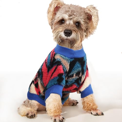 YAODHAOD Hundtröja för små hundar, fleece hundtröjor, etnisk stil hund vinterkläder, ultramjuk termisk vinter varm valptröja, husdjur pullover jumper för pojke flicka hundkläder (S, rosa)
