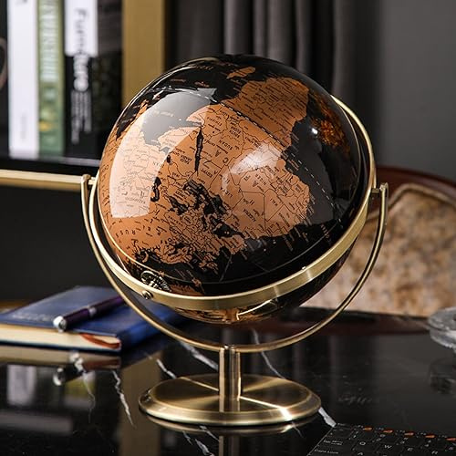 BURLOE World Globe Diameter Globe Black Sea Vintage World Club Antique Decorative Desk geografiskt roterande Educational Globe Globe för barn,A