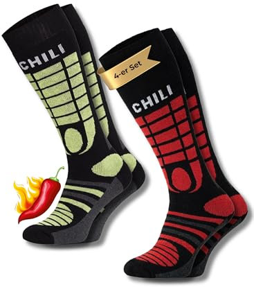Chili Lifestyle Snowboard Skisocken YEON 4 Paar gepolsterte warme Kniestrümpfe Damen Herren 35-38 / 39-42 / 43-46