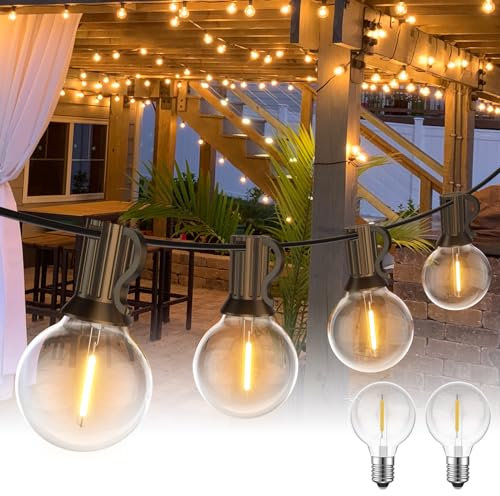 BokiHuk Catena Luminosa Esterno 30M, 24V G40 Luci per Esterno con 50+2 Lampadine, Lmpermeabile Catena Lampadine Esterno per Terrazza Giardino Festa Matrimonio, Natale, Gazebo