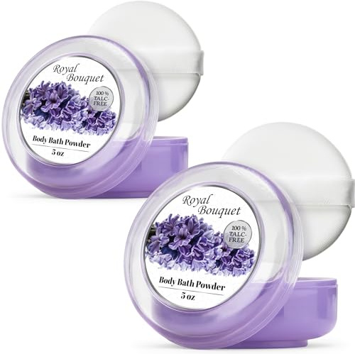 R-NEU Körperpuder für Damen mit Puderquaste, Eleganter Duft von Royal Bouquet,%100 Talkfrei, Extra Groß, Feuchtigkeitsspendend, Babypuder für Erwachsene, 2 Stück, 284 gr (Bouquet)