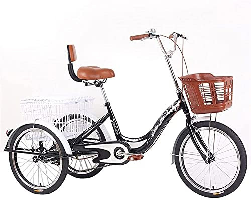 UYSELA Outdoor Sports Scooter Erwachsene Dreirad 3-Rad-Cruiser-Trike-Bikes, 20-Zoll-Dreirad Für Erwachsene 3-Rad-Fahrrad Strand Mit Doppelbremse Vorderkorb Höhenverstellbarer Fahrradsitz Fo