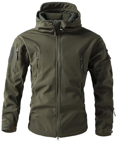 RUMAOZIA Giacca da uomo mimetica softshell tattica invernale con cappuccio e chiusura lampo, traspirante, per attività all'aria aperta, pesca, caccia, da lavoro, da trekking, per le mezze stagioni, O