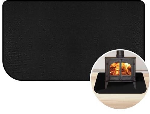 LeadCon 60 cm x 106 cm - Tapis ignifuge pour cheminées et poêles à bois - Tapis de cheminée ignifuge - Protection des sols - En forme de D