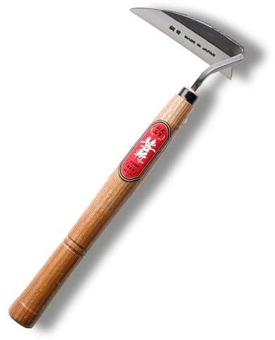 SUIZAN Falcetto per diserbo Nejiri Kama 330 mm - Zappetta Giapponese Professionale Estirpatore Manuale Attrezzi da Giardinaggio