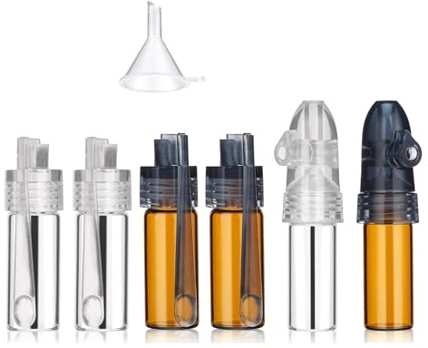 LWLWA Set di 7 attrezzi in polvere per spezie, mini spargispezie con imbuto, piccolo cucchiaio, portatile, in vetro, piccolo contenitore per borse, spezie, set per conservare le spezie in polvere