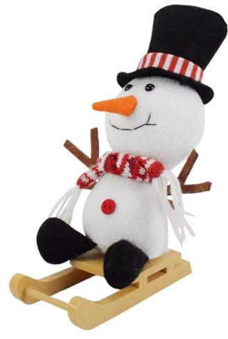 Suoumwa Schneemann-Spielzeug, Cartoon-Miniatur, Schneemann auf Schlitten, Puppe, Weiches Weihnachtsspielzeug, Zubehör, Sammlerpuppen für die Feiertage