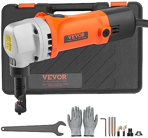 VEVOR Roditrice per lamiera, 550 W, velocità 2200 giri/min, rotazione di 360 gradi, taglierina elettrica per metallo, leggera, curva dritta e taglio circolare per acciaio inossidabile, alluminio