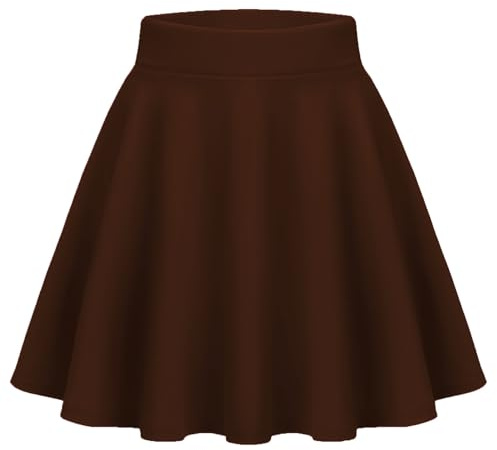 Zeagoo Cute Skirt Carnival Party Club Skirt Ladies' Pleated High Waist Skirts Stretchy Flared Mini Skirts Casual Fashion Style Perfect for School Girl Costumes Brown
