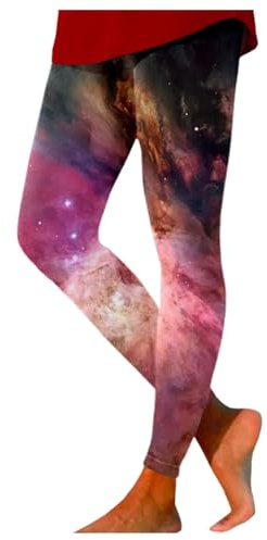 Nuqqichongtian Leggings colorati da donna, costume Galaxy da donna, leggings con motivo a vita alta, stampati, colorati, da yoga, pantaloni da yoga, pantaloni da render da pianeta, colore nero, M