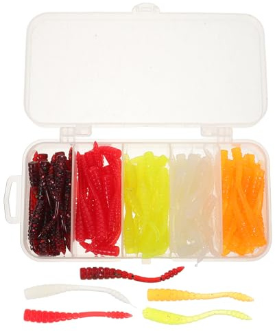 Toyvian Señuelos de Pesca Blandos 100 Unidades, Gusanos Artificiales de Silicona Suave Multicolor, Cebo Realista para Agua Dulce y Salada, Juego de Cebos para Pesca Recreativa y Deportiva