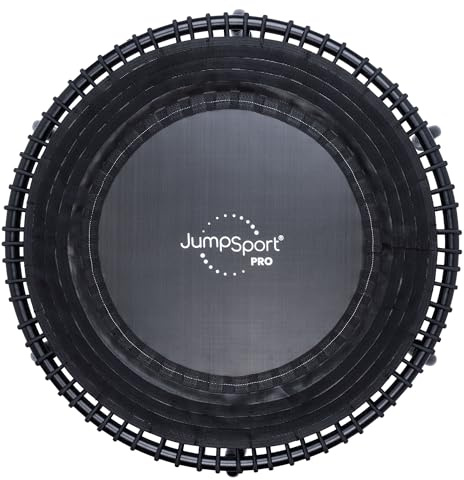 JumpSport 350 PRO Steel-Frame Adult Fitness Trampoline, Adjustable Bounce, 39 - Indoor Rebounder Exercise & Workout Equipment w/No-Tip Stable Arched Legs, 300 Lbs Weight Rating