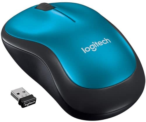 Logitech M185 Wireless Mouse, 2.4GHz with USB Mini Receiver, 12-Month Battery Life, 1000 DPI Optical Tracking, Ambidextrous, Compatible with PC, Mac, Laptop - Blue