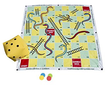 Traditional Garden Games 2 x 2 m Schlangen und Leitern Spiel, Mehrfarbig