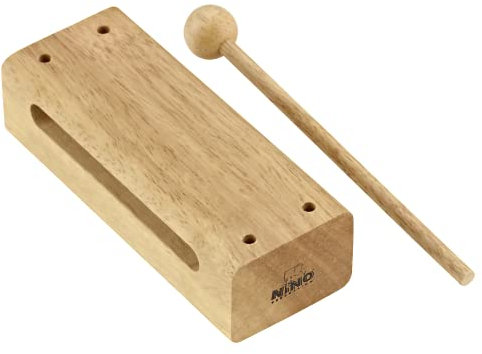 Nino Percussion Wood Block Instrument - Mittelgroßes Musikinstrument für Kinder ab 3 Jahren - Siam Eiche, Natur (NINO21)