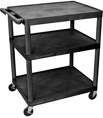 LUXOR LP40-B 40H AV Cart - Three Large Shelves