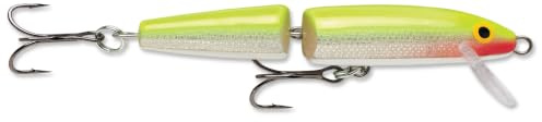 Rapala Jointed Minnow Lure, Jointed Hard Bait, Bass Pike and Walleye Fishing Lure, Wide Swimming Action, 4-3/8, Silver Fluorescent Chartreuse