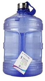 New Wave Enviro Iconic 1 Gallon Round BPA Free Water Bottle with Stainless Steel Cap and Integrated Handle, Ideal for Gym and Outdoor Life, Blue
