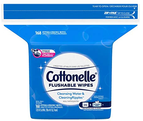 Cottonelle Flushable Wet Wipes - 1 Refill Pack, 168 Total Flushable Wipes