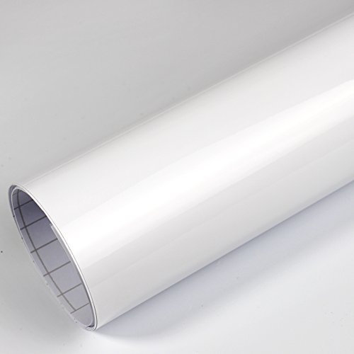Rapid Teck® 5,26€/m Premium Glanz Weiß - 50cm x 1,52m - Blasenfrei mit Luftkanälen - Auto Folierung - Car Wrapping Folie - Schwarze Folie Auto