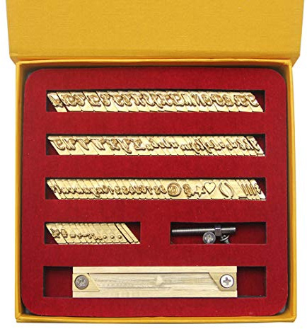 Hanchen Juego de Sellos de Letras y Números 80 Piezas Moldes de Latón con Letra de Curlycue Ranura de Tipo T de 100mm para Estampar en Cuero Papel Madera