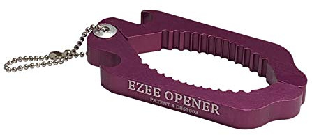 Ezee Opener - (Purple) Aluminum Keychain Multi use opener - perfect for arthritis and weak hands - opens to 2 1/2 dia.