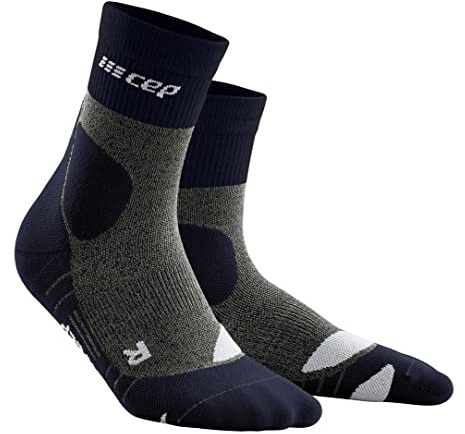 CEP HIKING MERINO MID CUT SOCKS REDESIGN – Merino Socken Damen aus Merinowolle – atmungsaktive, blasenarme Merinosocken mit medi Kompression & rutschfestem Sitz – Peacoat/Grey