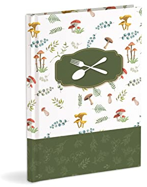 Ricettario personale da scrivere con 3 Segnalibri pietanze con 60 fogli (120 pagine non numerate) in carta avorio a righe. Funghi Colorati