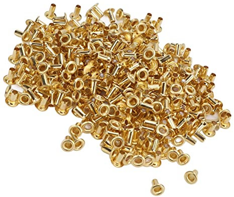 Hapivida Lot de 500 Rivets en Cuir, Rivets Creux 4,8 X 2,3 mm à Travers Le Trou en Laiton Œillets Creux, Ensemble de Rivets pour Sac à Dos, Sac à Main, Pantalon, Lacet, Cuir, Travail Manuel.(5.5mm)