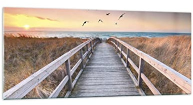 Quadri Moderni Soggiorno Entrata Su La Spiaggia Quadro su Vetro 120x50cm Stampe da Parete in Vetro Camera da Letto Cucina 1 pezzo Wall Art Grandi Decorazione Murale Grafica Immagini GAB120x50-4647