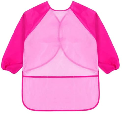 KIMMAX Delantal para niños de manga larga, color rosa, 7 – 12 años