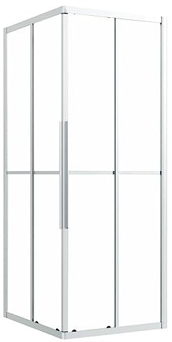'vidaXL Shower Cabin with Frosted ESG Panels, Aluminium Frame, Rolling Wheels, Ideal Corner Installation - Silver, 90x70x180 cm