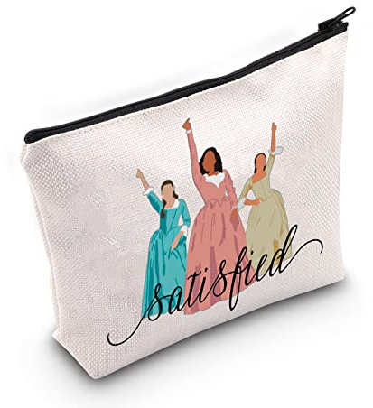 WZMPA Broadway Angelica & Eliza & Peggy Cosmetic Makeup Bag Hamilton Fans Gift Theater Zipper Pouch Bag For Women Girls, satisfied, Fit