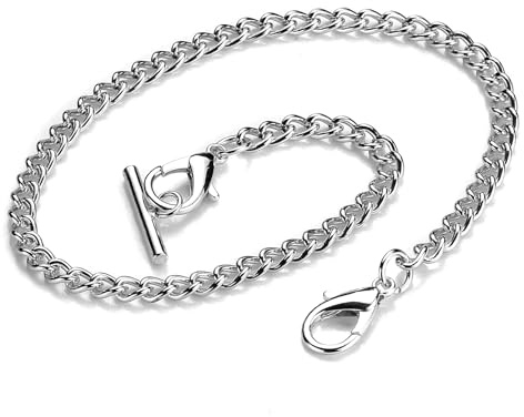 BOSHIYA Men's Pocket Watch Chain Albert Chain, Vest Chain with T-bar Gold/Silver