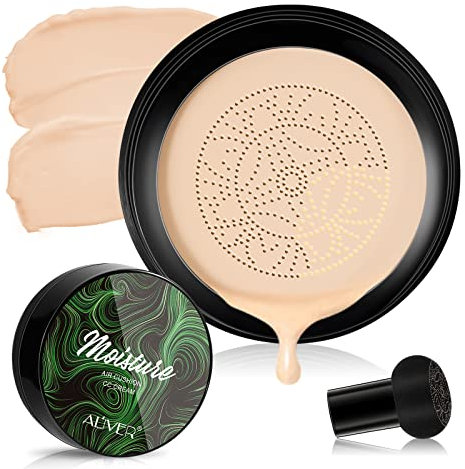 CC Cream Air Cushion Foundation Champiñón Cojín de Aire BB Cream Crema Hidratante Base de Maquillaje, Tono de Piel uniforme para todos los tipos de piel (natural)