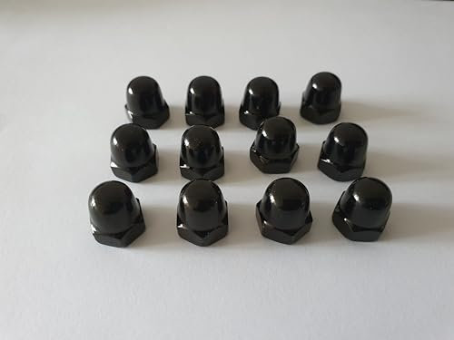 (Pack of 12) Premium Black Stainless Steel Fasteners Dome Nuts DIN1587 with Blackened Finish and Hex Acorn Cap Nuts for M3,M4,M5,M6,M8,M10 Screws and Bolts(Pack of 12) (M6/6mm)