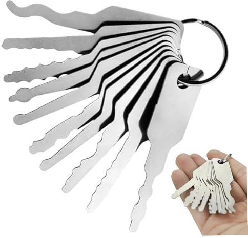 Master Keys 10-Piece Stainless Steel Skeleton Lock Pick Set - Multiple Shapes Emergency Opening Tool for Bathroom and Car Entry